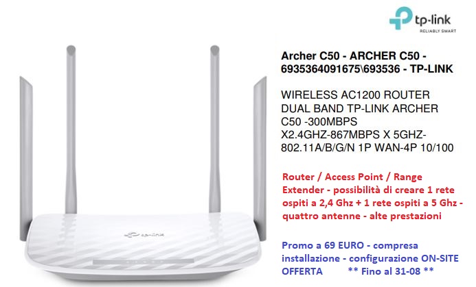 PROMO 69 euro - TP-Link AC1200 Archer 50 DualBand Router